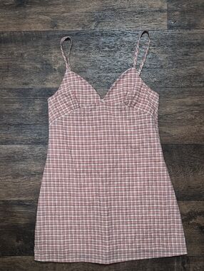 Full Tilt Pink Plaid Spaghetti-Strap Dress